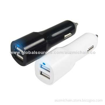 2.4A Latest Design Dual-USB Car Chargers for iPad with Blue Indicator